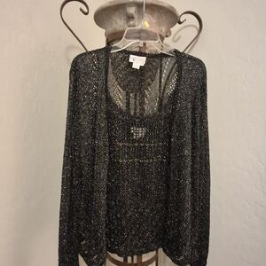 Spiegel Black and Silver With Gold Beading Women's Cardigan